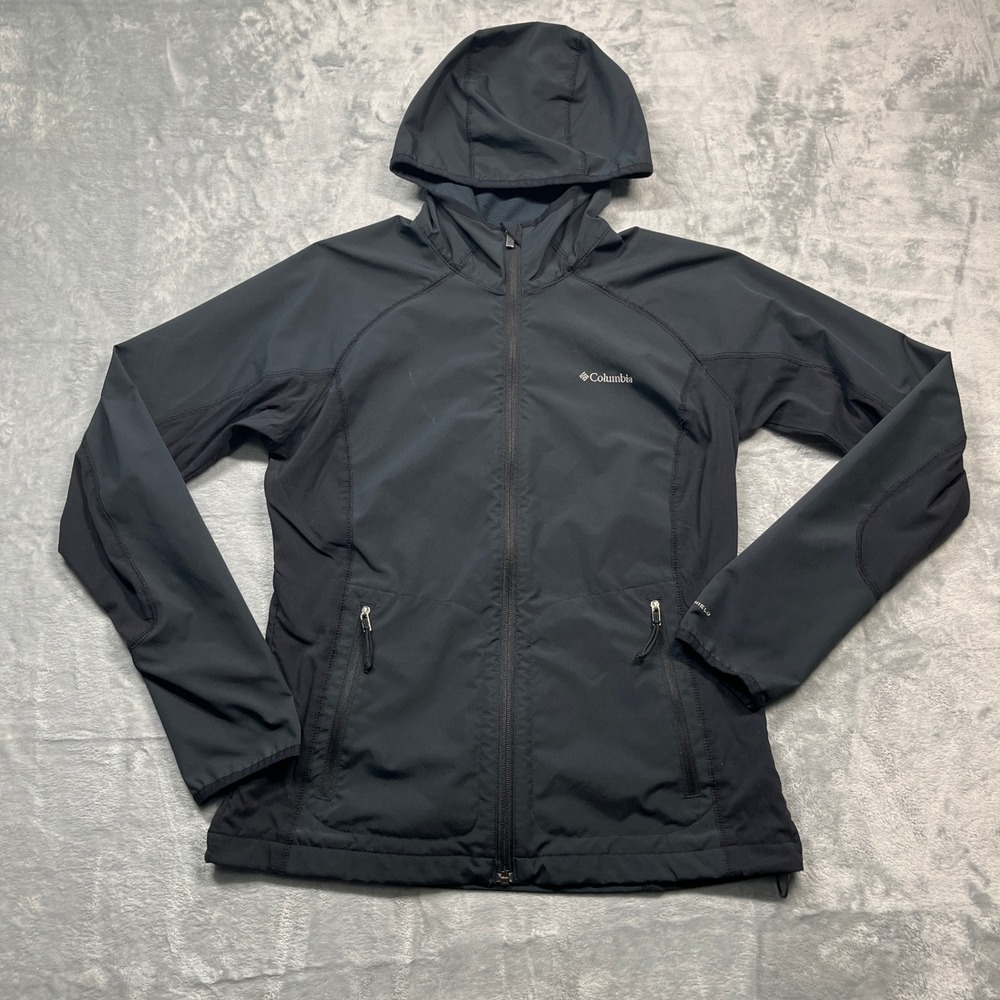 Columbia Advanced Repellency‎ Softshell Jacket Womens Black Omni-Shield Hooded M